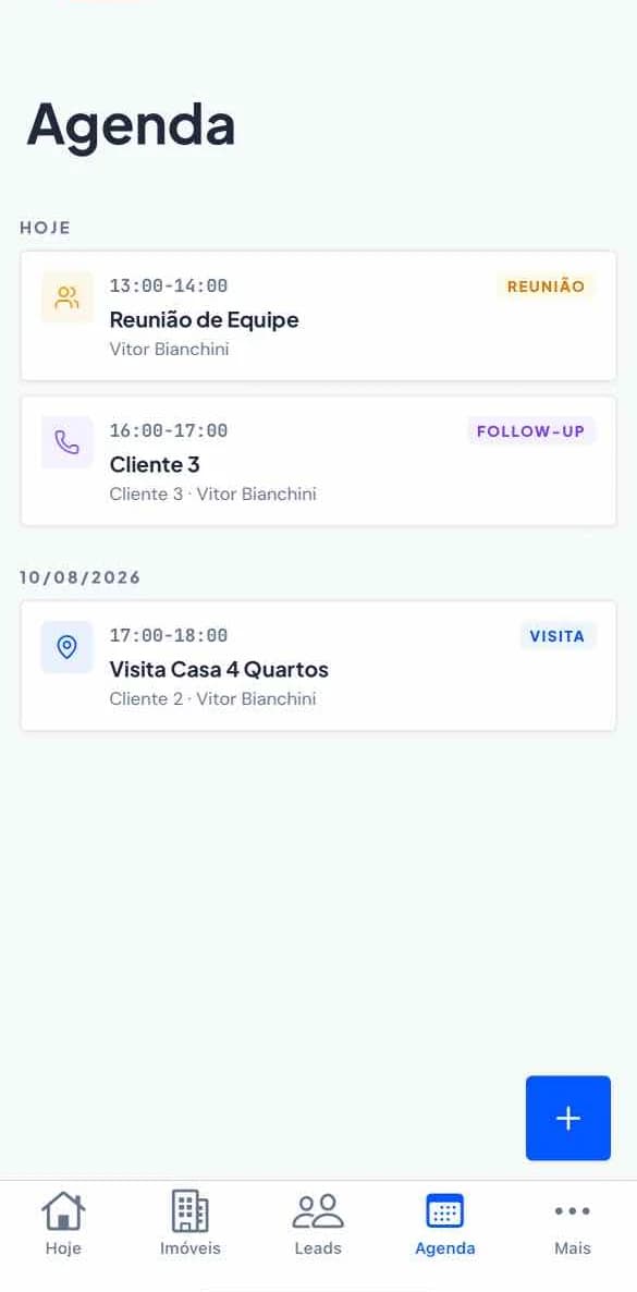 Agenda do app com eventos de hoje e dos próximos dias